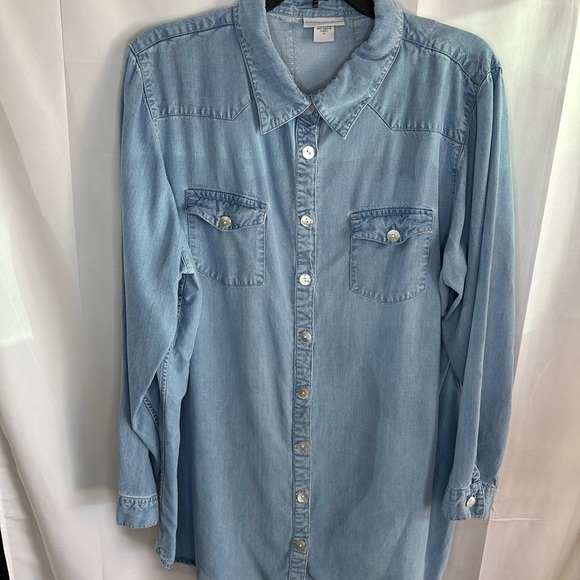 Soft Surroundings Sky Blue Denim Shirt - Picture 15 of 15